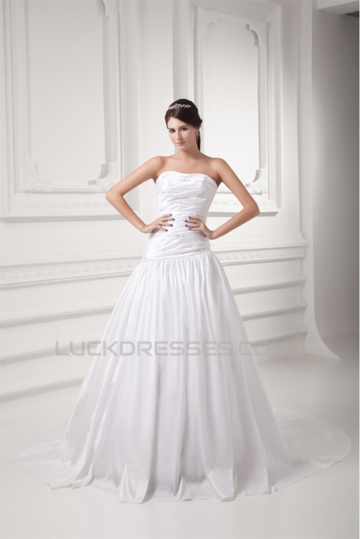 A-Line Soft Sweetheart Taffeta A-Line Wedding Dresses 2031347