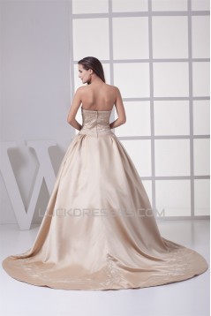 Fantastic Ball Gown Sweetheart Satin Sleeveless Wedding Dresses 2030135