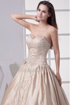 Fantastic Ball Gown Sweetheart Satin Sleeveless Wedding Dresses 2030135