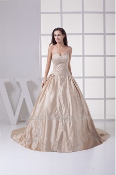 Fantastic Ball Gown Sweetheart Satin Sleeveless Wedding Dresses 2030135