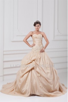 Sleeveless Sweetheart Ball Gown Taffeta Tulle Wedding Dresses 2031354