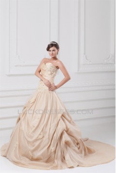 Sleeveless Sweetheart Ball Gown Taffeta Tulle Wedding Dresses 2031354