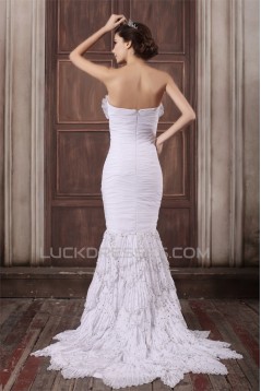 Mermaid/Trumpet Sweetheart Chiffon Elastic Woven Satin Beaded Wedding Dresses 2031355