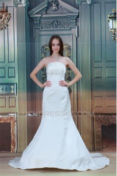 Strapless Satin Sleeveless Mermaid/Trumpet Best Wedding Dresses 2031370