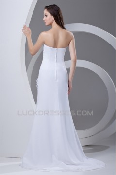 Trumpet/Mermaid Strapless Chiffon Beaded Wedding Dresses 2031371