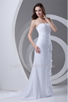 Trumpet/Mermaid Strapless Chiffon Beaded Wedding Dresses 2031371