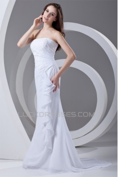 Trumpet/Mermaid Strapless Chiffon Beaded Wedding Dresses 2031371