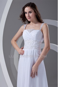 Straps Chiffon Satin Sleeveless Sheath/Column Beaded Beautiful Wedding Dresses 2031375