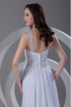 Straps Chiffon Satin Sleeveless Sheath/Column Beaded Beautiful Wedding Dresses 2031375