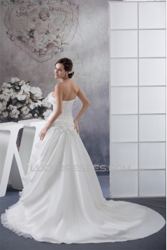 A-Line Strapless Chapel Train Wedding Dresses 2030138