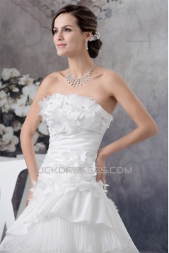 A-Line Strapless Chapel Train Wedding Dresses 2030138