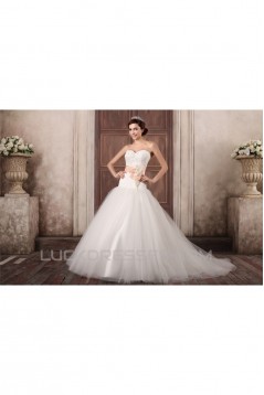 Sweetheart Ball Gown Satin Lace Fine Netting Sweet Wedding Dresses 2031381