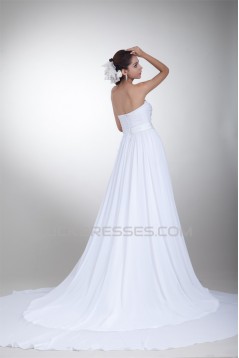 Sweetheart Chiffon Satin Sleeveless A-Line Wedding Dresses 2031382