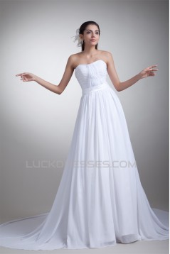 Sweetheart Chiffon Satin Sleeveless A-Line Wedding Dresses 2031382