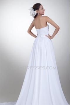 Sweetheart Chiffon Satin Sleeveless A-Line Wedding Dresses 2031382