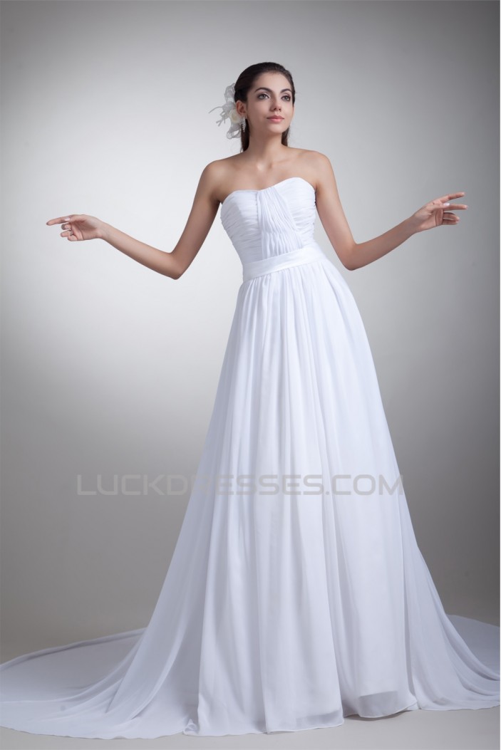 Sweetheart Chiffon Satin Sleeveless A-Line Wedding Dresses 2031382