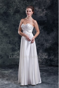 Sweetheart Elastic Woven Satin Sheath/Column Beaded Wedding Dresses 2031383