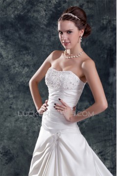 Sweetheart Satin Sleeveless A-Line Beautiful Wedding Dresses 2031387