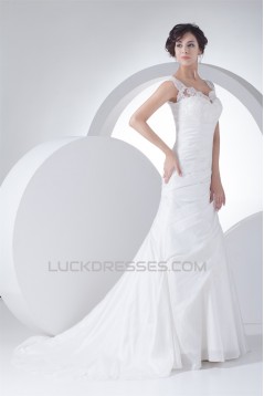 Fantastic Satin Taffeta Lace Mermaid/Trumpet Sleeveless Wedding Dresses 2030139