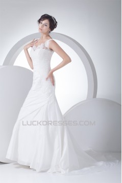 Fantastic Satin Taffeta Lace Mermaid/Trumpet Sleeveless Wedding Dresses 2030139