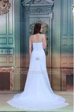 Sweetheart Sleeveless Chiffon Satin Sheath/Column Wedding Dresses 2031391