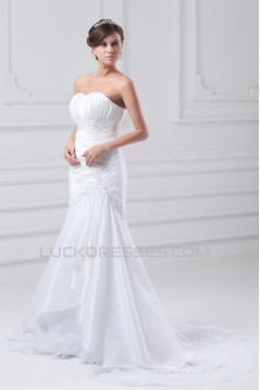 Sweetheart Sleeveless Mermaid/Trumpet Lace Taffeta Embellished Wedding Dresses 2031392