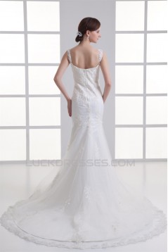 Sweetheart Sleeveless Satin Fine Netting Lace Embellished Wedding Dresses 2031393