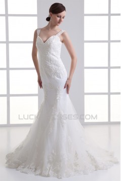 Sweetheart Sleeveless Satin Fine Netting Lace Embellished Wedding Dresses 2031393