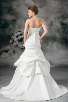 Sweetheart Sleeveless Satin Mermaid/Trumpet Wedding Dresses 2031394