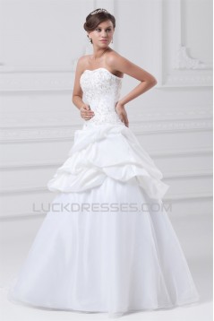 Sweetheart Sleeveless Satin Organza Taffeta Wedding Dresses 2031395