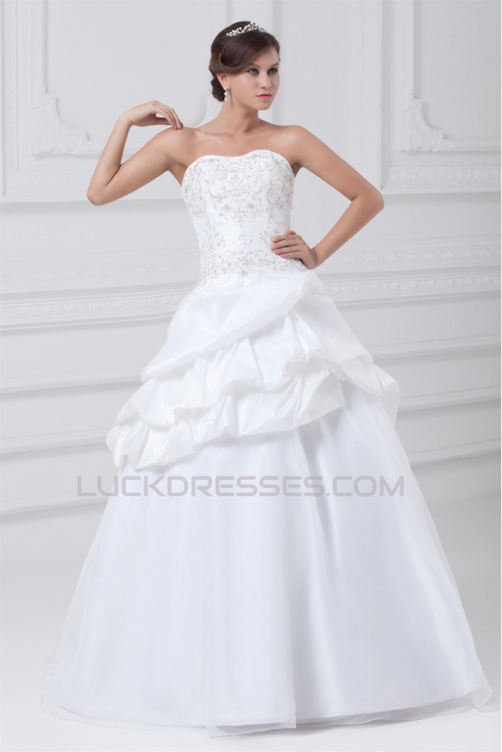 Sweetheart Sleeveless Satin Organza Taffeta Wedding Dresses 2031395