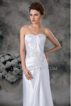 Sweetheart Sleeveless Sheath/Column Elastic Woven Satin Wedding Dresses 2031396