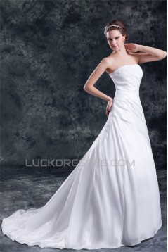Taffeta A-Line Strapless Sleeveless Wedding Dresses 2031398
