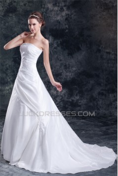 Taffeta A-Line Strapless Sleeveless Wedding Dresses 2031398