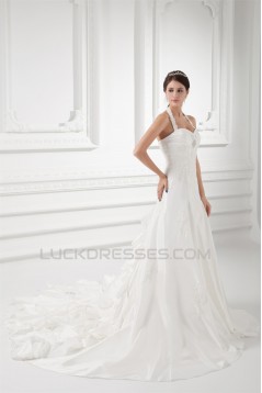 Taffeta Halter A-Line Sleeveless Most Beautiful Wedding Dresses 2031399