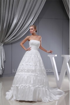 Fantastic Satin Taffeta Square A-Line Sleeveless Wedding Dresses 2030140