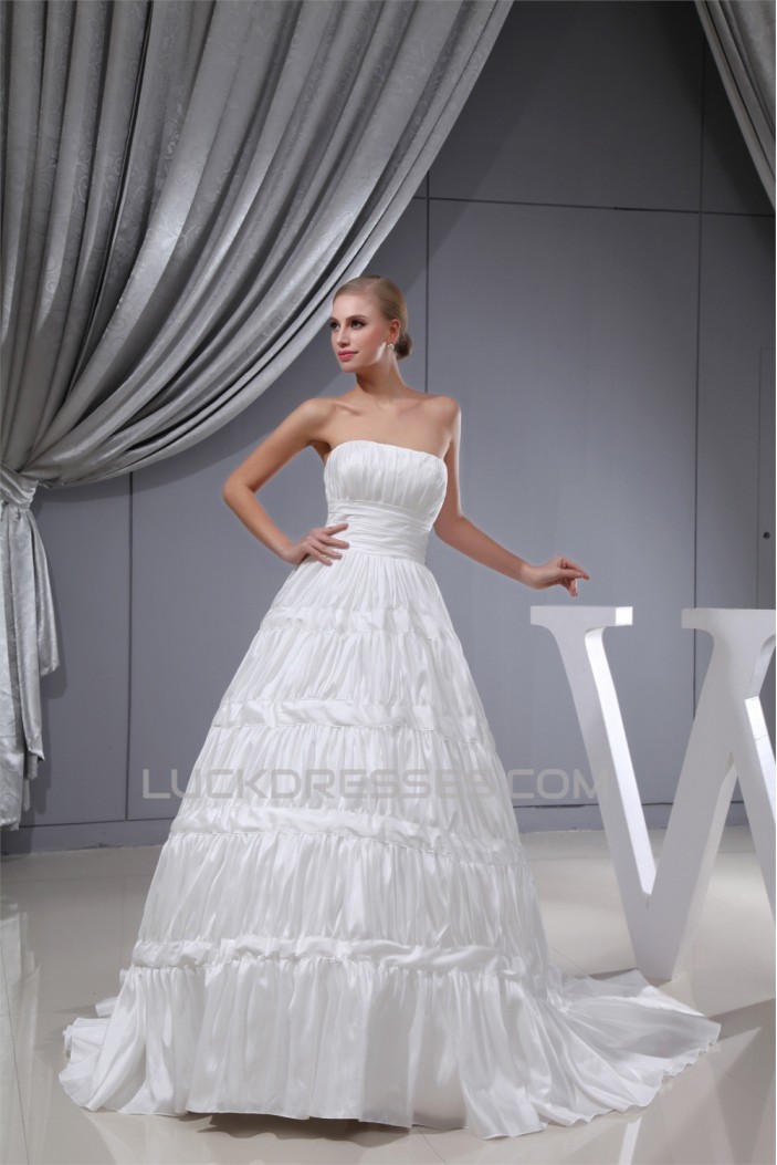 Fantastic Satin Taffeta Square A-Line Sleeveless Wedding Dresses 2030140