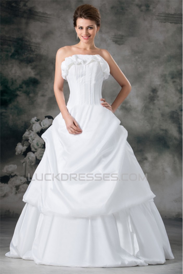 Taffeta Strapless Ball Gown Sleeveless New Arrival Wedding Dresses 2031404