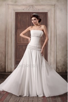 Unique Design Chiffon Elastic Woven Satin Strapless A-Line Wedding Dresses 2031408