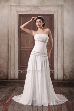 Unique Design Chiffon Elastic Woven Satin Strapless A-Line Wedding Dresses 2031408