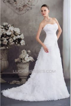 Fantastic Sleeveless A-Line Satin Organza Sweetheart Wedding Dresses 2030141