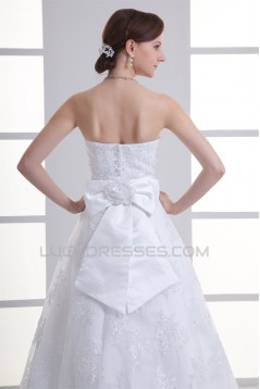 Unique Design Satin Lace A-Line Sweetheart Sleeveless Wedding Dresses 2031410