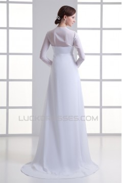 Empire V-Neck Chiffon Long Sleeve Sheath/Column Wedding Dresses Maternity Wedding Dresses 2031413
