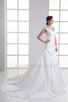 Wholesale Ball Gown Sleeveless V-Neck Taffeta Wedding Dresses 2031417