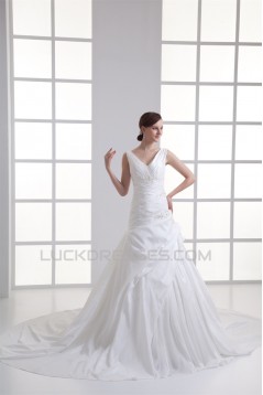 Wholesale Ball Gown Sleeveless V-Neck Taffeta Wedding Dresses 2031417