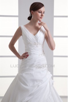 Wholesale Ball Gown Sleeveless V-Neck Taffeta Wedding Dresses 2031417