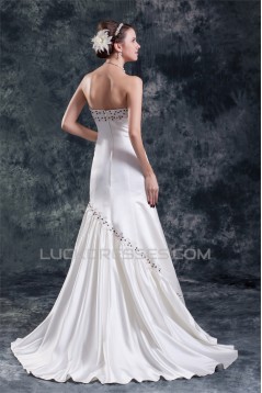 Wholesale Sweetheart Sleeveless Satin A-Line Wedding Dresses 2031423