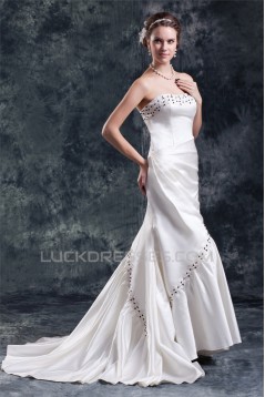 Wholesale Sweetheart Sleeveless Satin A-Line Wedding Dresses 2031423