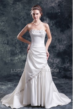 Wholesale Sweetheart Sleeveless Satin A-Line Wedding Dresses 2031423