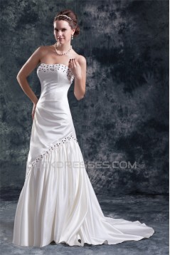 Wholesale Sweetheart Sleeveless Satin A-Line Wedding Dresses 2031423